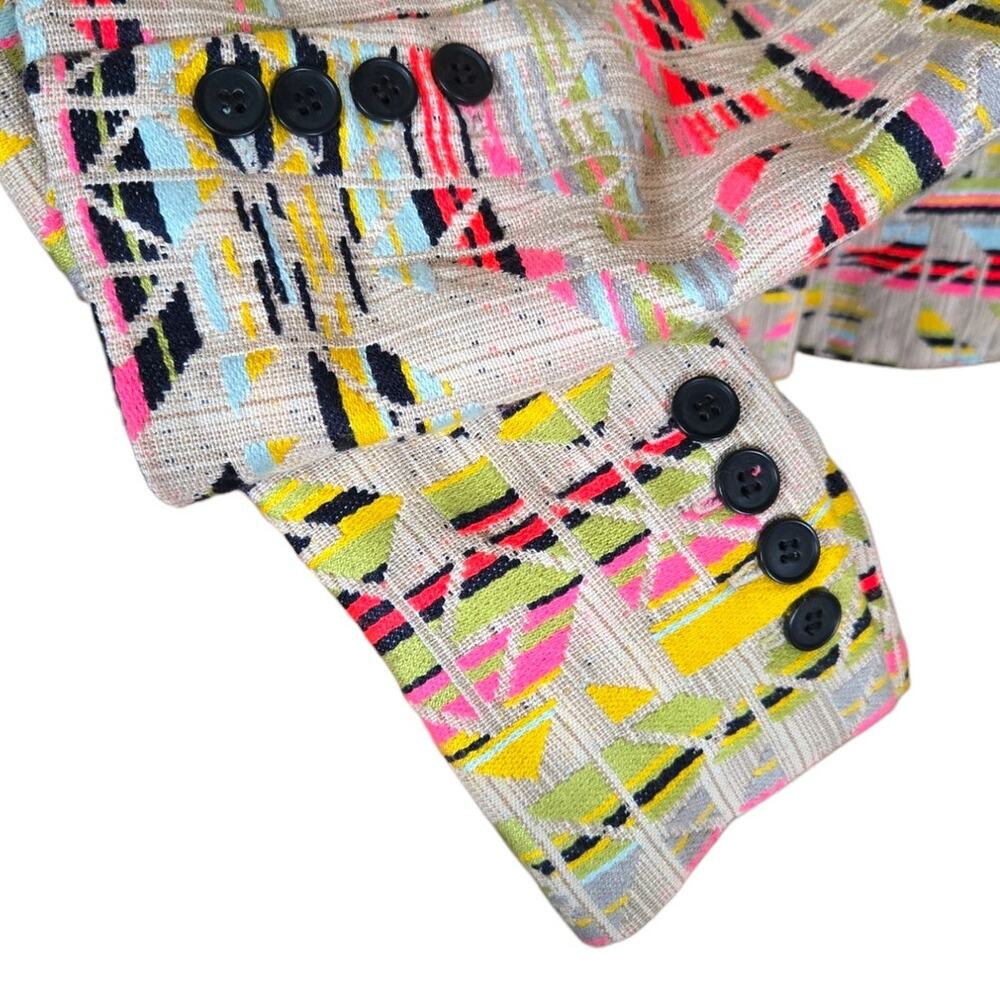 Smythe Tuxedo Stripe Multicolor Tribal Jacquard Blazer Size 4 - Picture 6 of 8